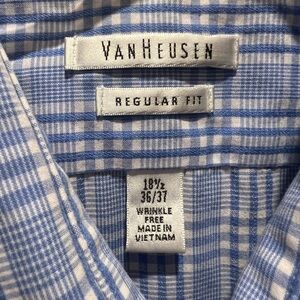 Van Heusen Men's Light Blue Plaid Dress Shirt